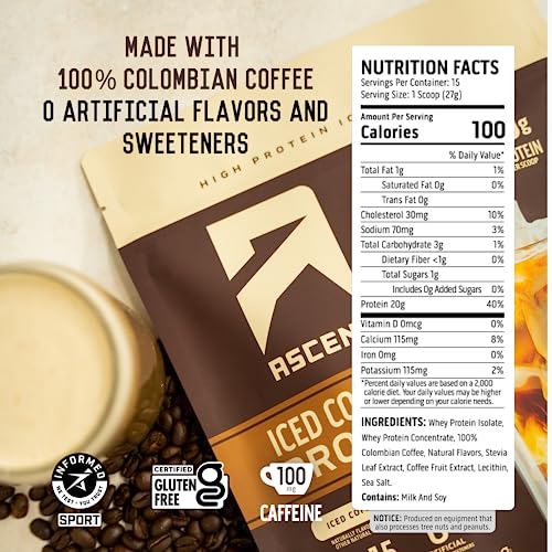 Iced Coffee Protein Powder, 20 g Protein & 100 mg Caffeine, 15 Servings N321676