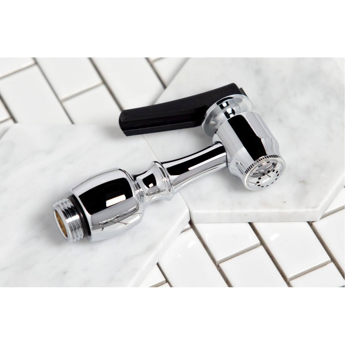 Satin Nickel Double Handle Kitchen Faucet with Brass Sprayer Z764706