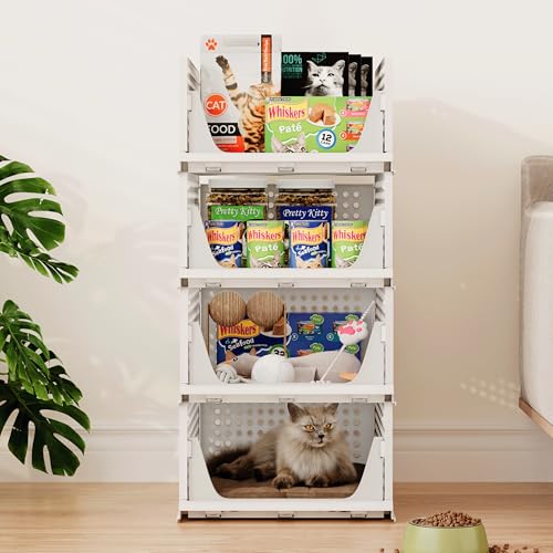 5 Pack Stackable Plastic Storage Basket Foldable Storage Bins P219