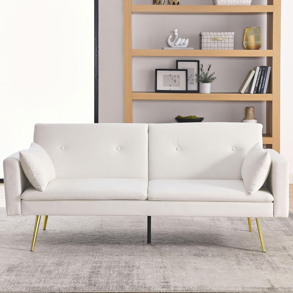 72.5" Adjustable Velvet Sofa Bed with Two Pillows K3672