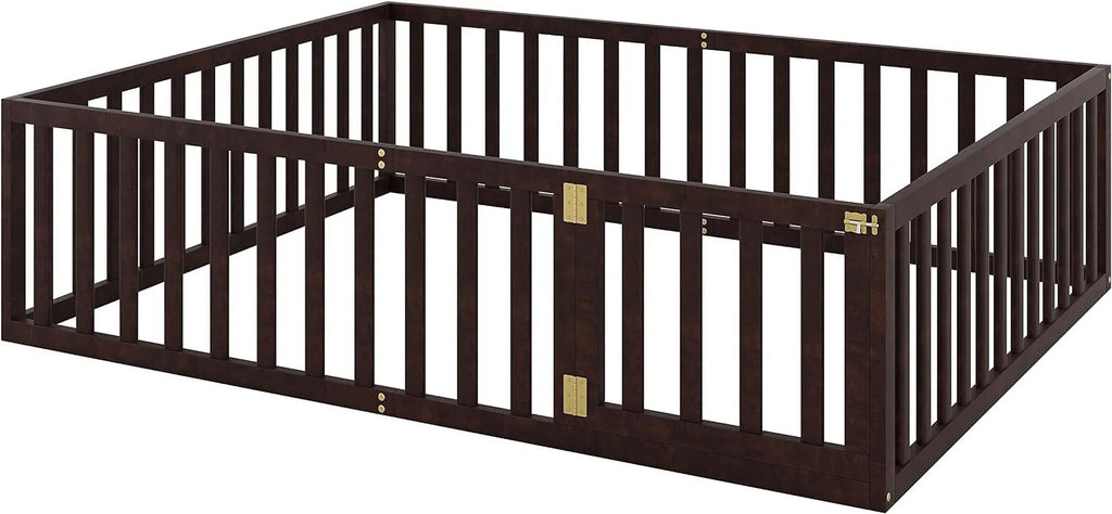 Walnut Wood Queen Floor Bed J7880