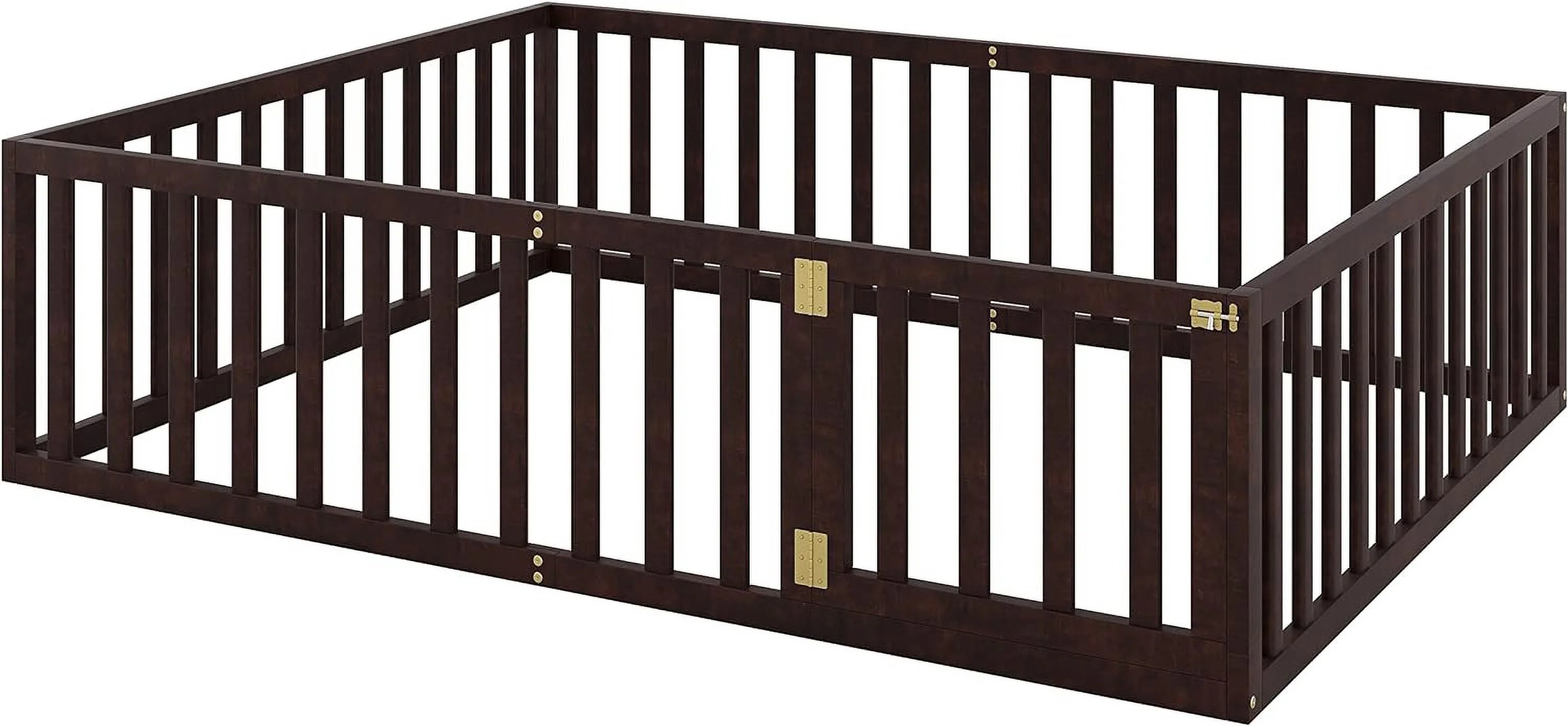 Walnut Wood Queen Floor Bed J7880