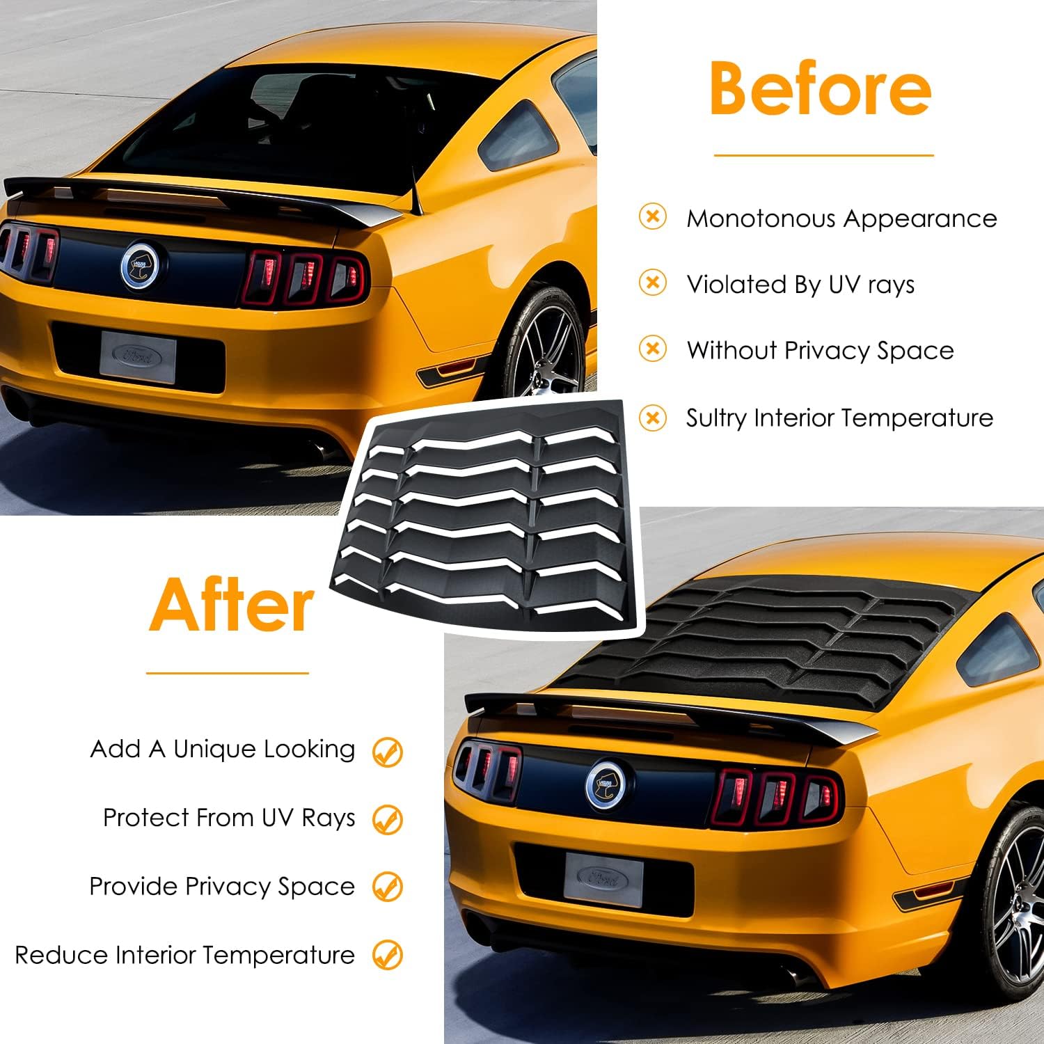 Matte Black ABS Rear Window Louver for Ford Mustang 2005-2014 U1011