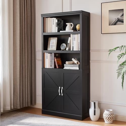 Brown 5 Shelf Bookcase with Doors O635715