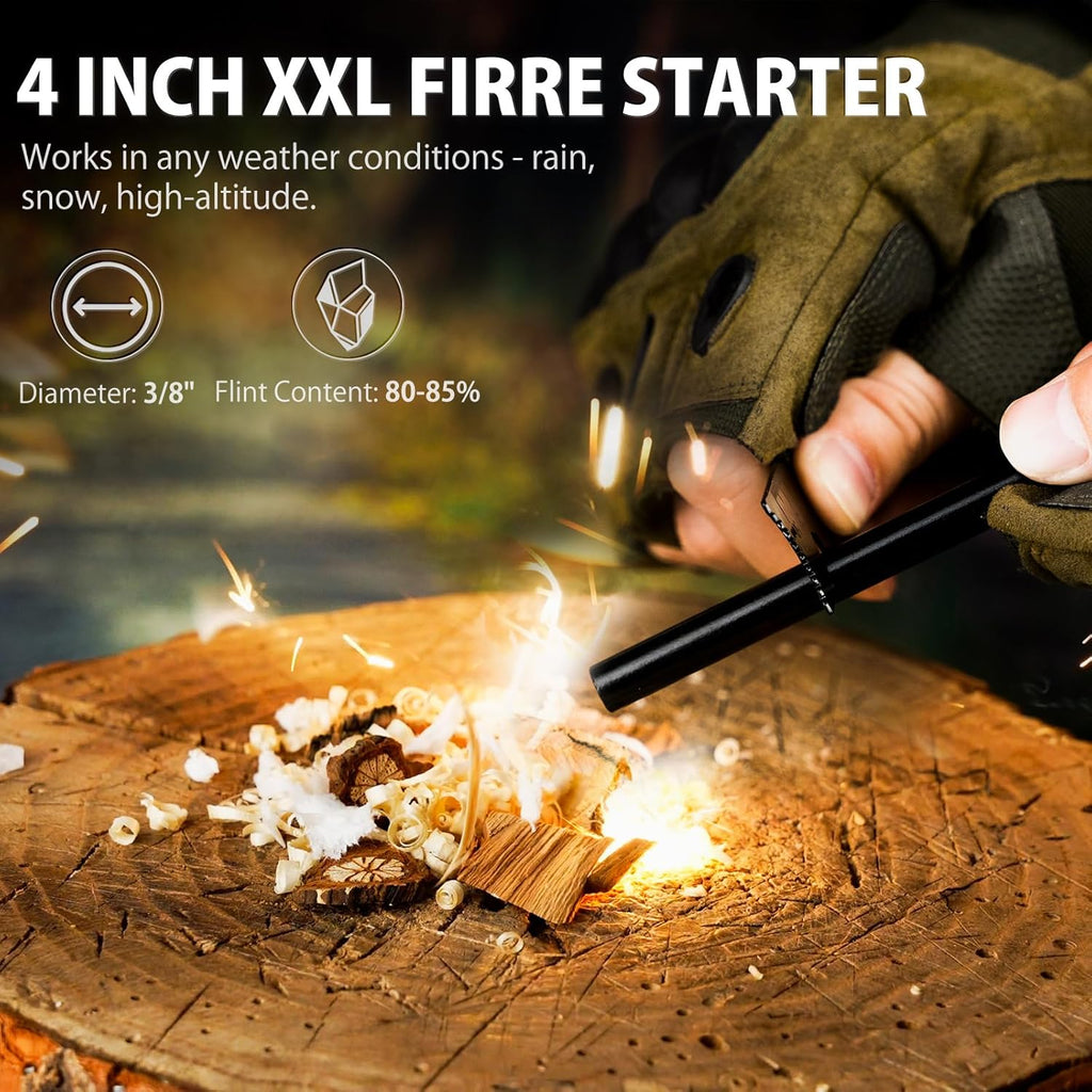 Tactical Survival Knife with Fire Starter, Kydex Sheath, 440C Steel Blade, G10 Handle Y166943