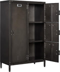 Metal Locker Storage Cabinet, 55" Steel Retro Wardrobe, 4 Doors Lockable R955