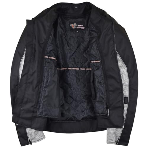 Leather Mesh Textile Motorcycle Jacket with CE Armor Removable Liner O290