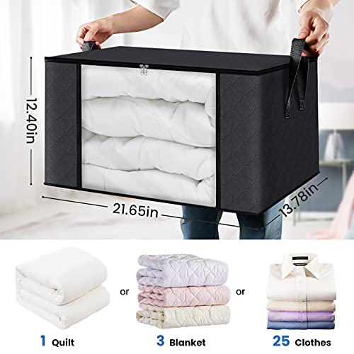 6 Pack Blue Foldable Clothes Storage Bags with Lids and Handle F874778