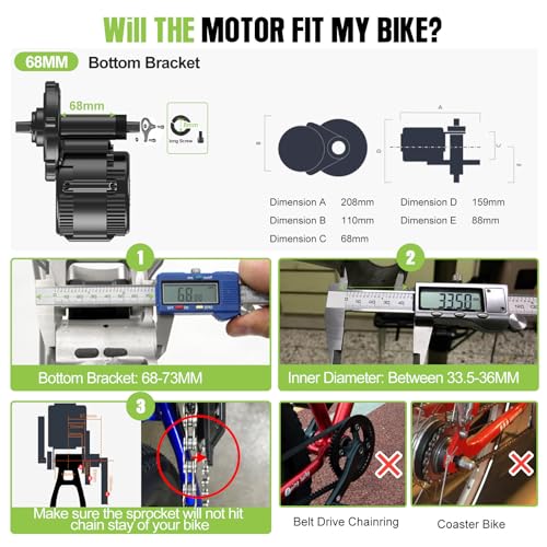 1000W 750W 500W Mid Drive Ebike Motor Kit with LCD Display I654544