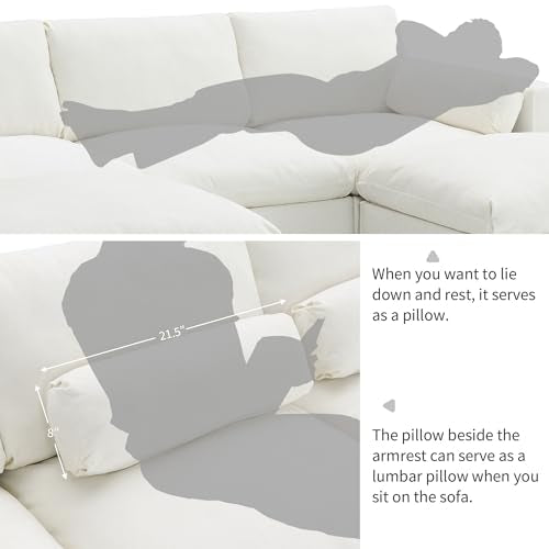 86.5" Grey Chenille U-Shaped Sectional Sofa with Storage Pockets C67649