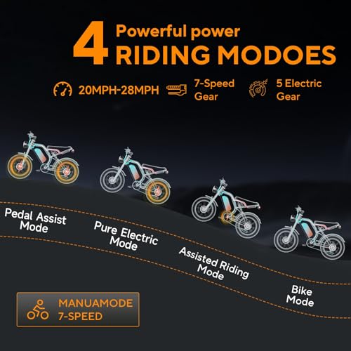750W 48V 15Ah Removable Battery 20"x4.0" Fat Tire Full Suspension 7-Speed Electric Bike I563776