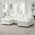 86.5" Grey Chenille U-Shaped Sectional Sofa with Storage Pockets C67649