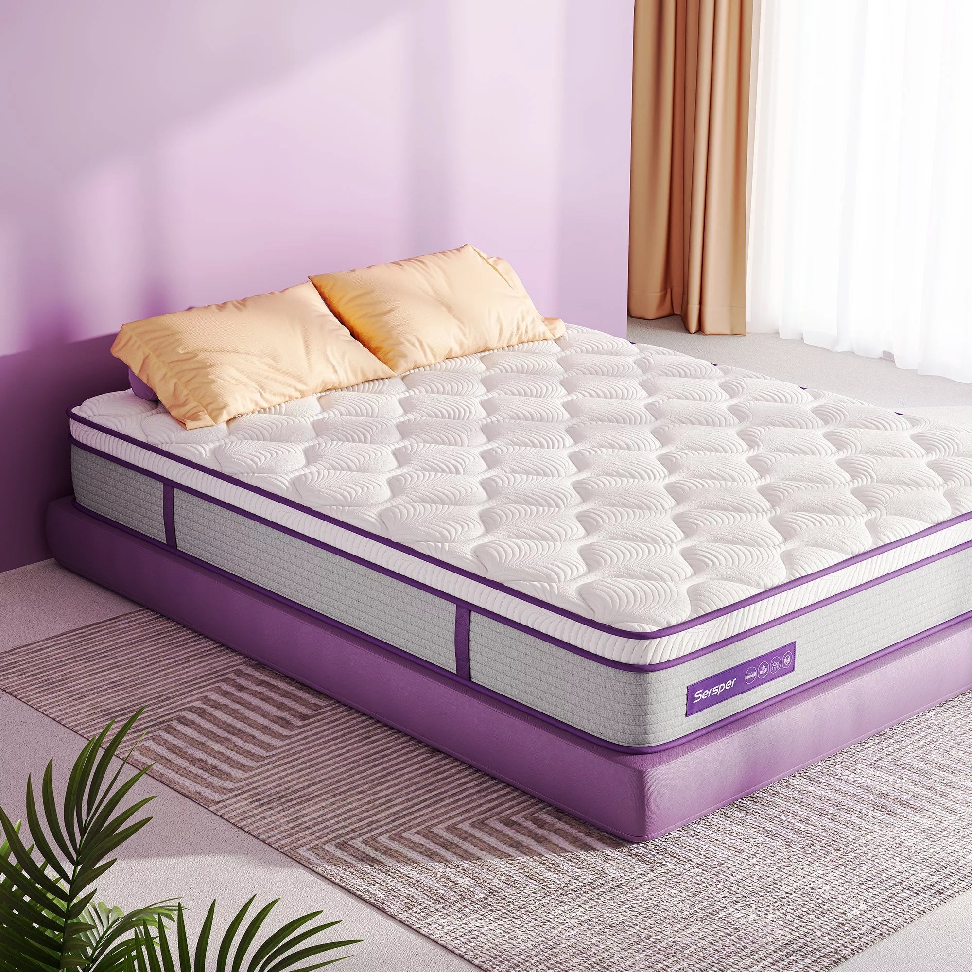 Queen Size 10 inch Hybrid Memory Foam Mattress W7280