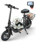 550W Electric Scooter with Seat, 12 inch, Front & Back Basket, up to 20 Miles 18.6MPH G47324