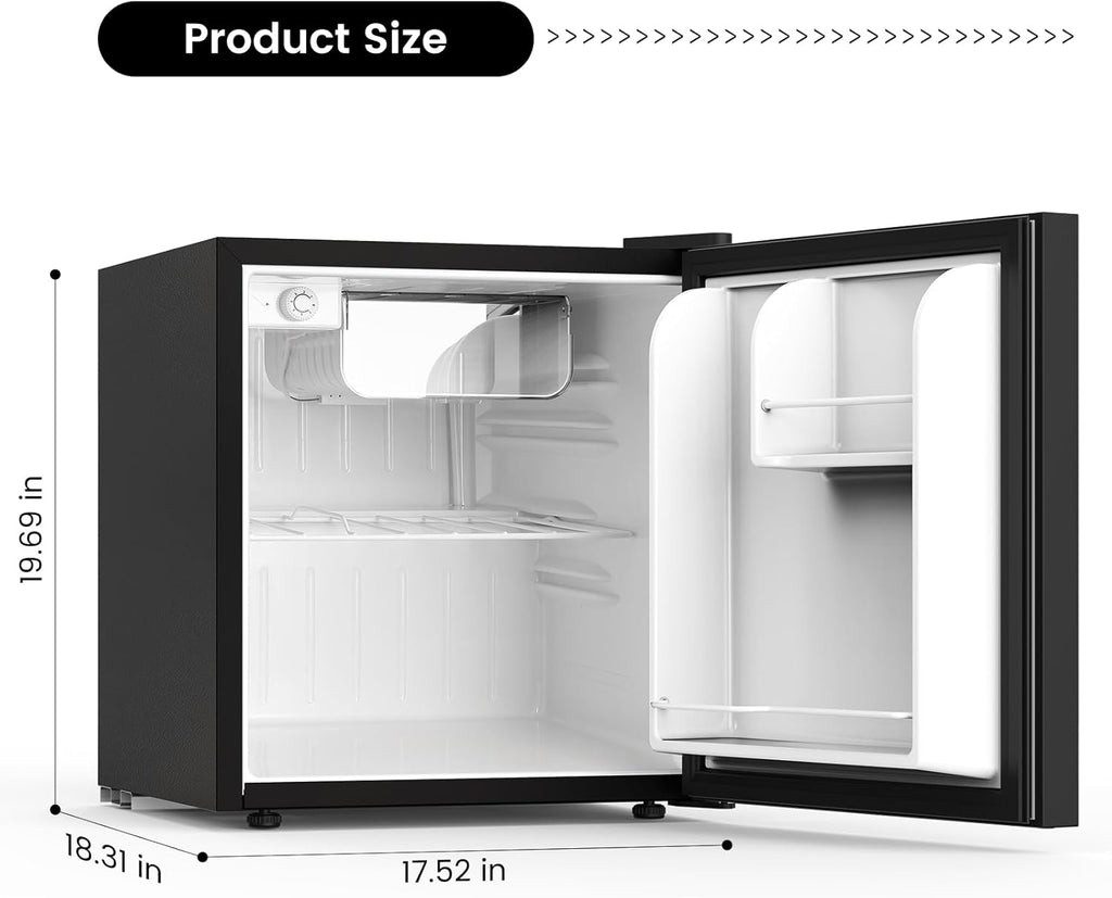 Compact Refrigerator 1.62 Cu Ft Mini Refrigerator with Freezer Single Door Black D60641