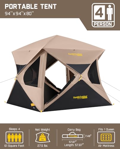 4 Person Pop Up Instant Cabin Tent with Rainfly I33017