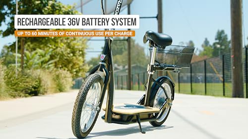 Electric Scooter with Padded Seat, Bamboo Deck, 16" Air-Filled Tires, 500w Motor, Rear-Wheel Drive L35993