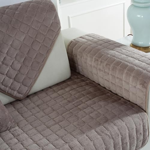 Light Brown Reversible Quilted Sofa Slipcover 35"x63" N764
