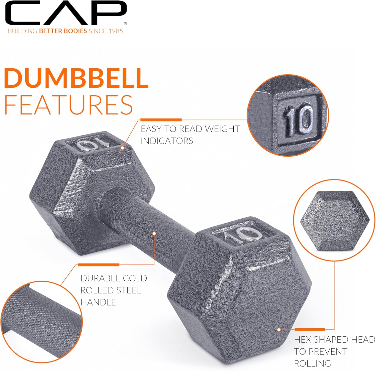50 lb Cast Iron Hex Dumbbell Z647674