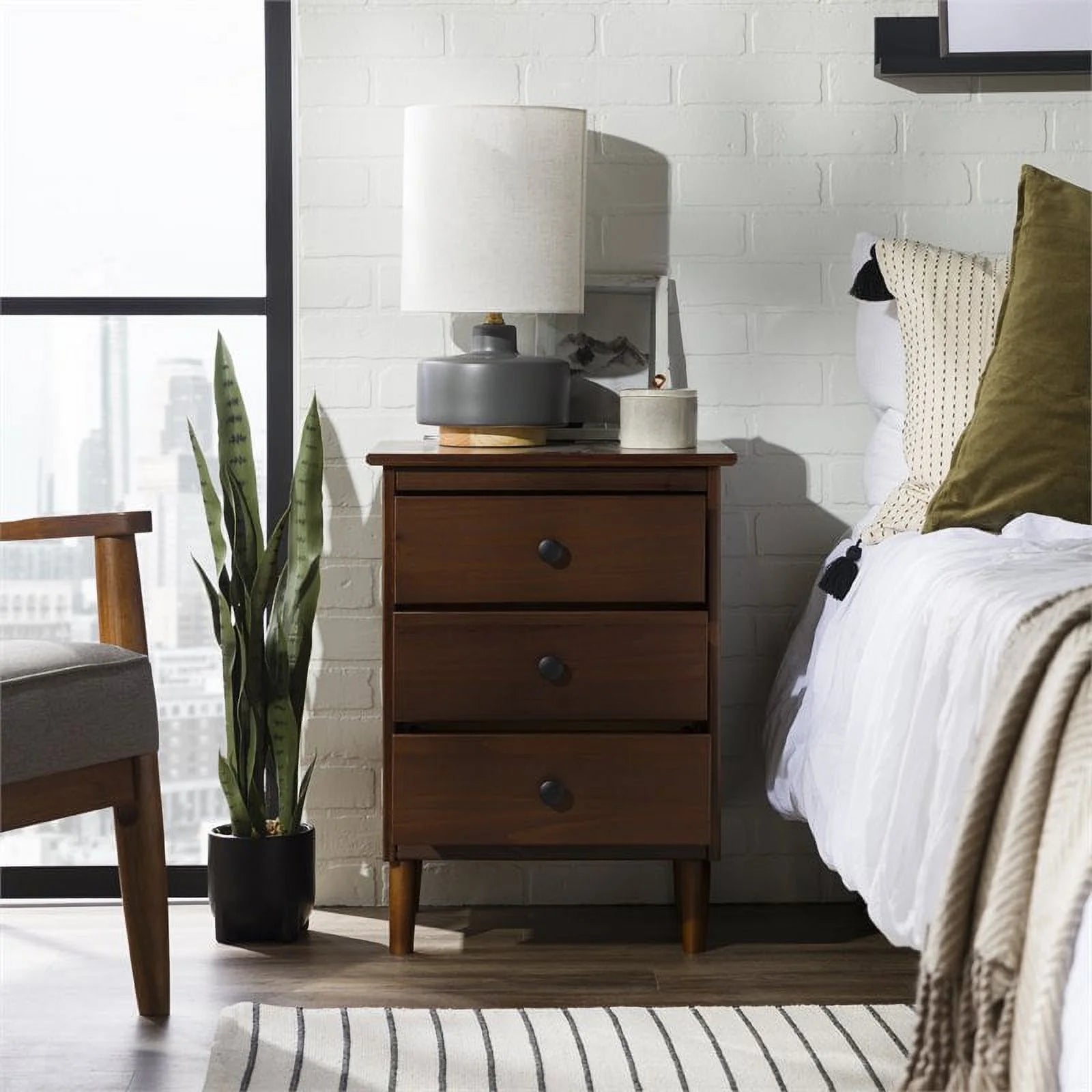 3 Drawer Solid Wood Nightstand H8096
