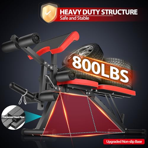 Adjustable Weight Bench with Leg Extension, Leg Curl - 800 LBS Heavy Duty Workout Bench T32454