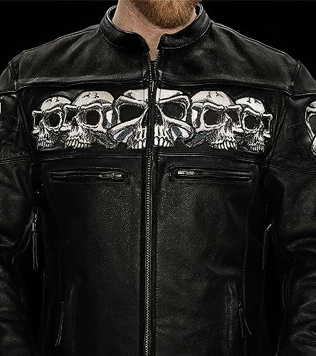 Black Leather Motorcycle Jacket V8595