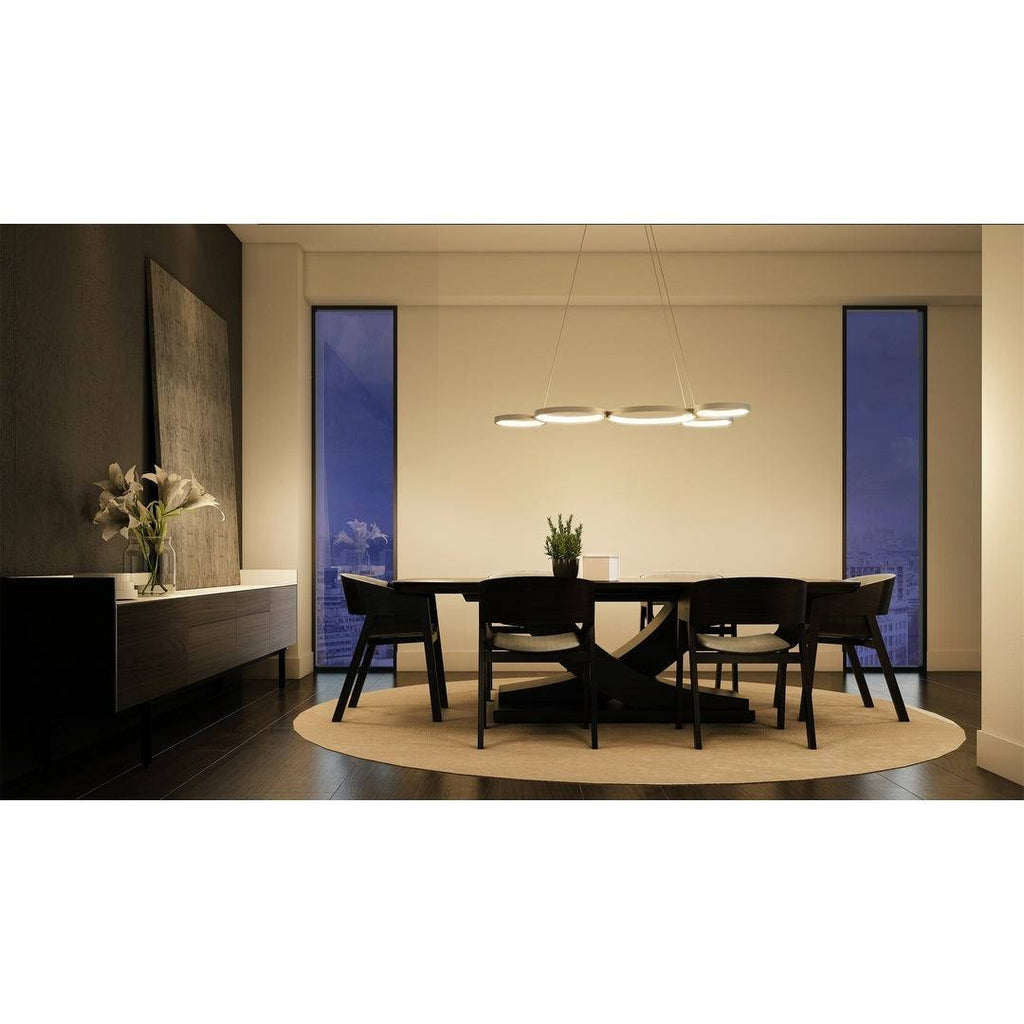 Silver 55x22 LED Adjustable Multi-Ring Chandelier I479