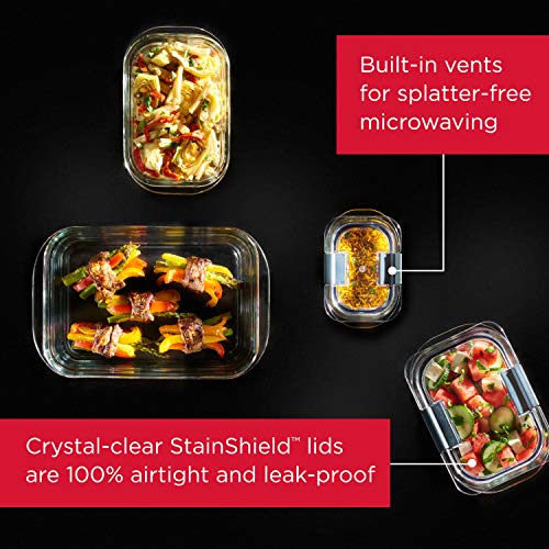Glass Storage Set of 4 Food Containers, Clear, 3-Pack O325