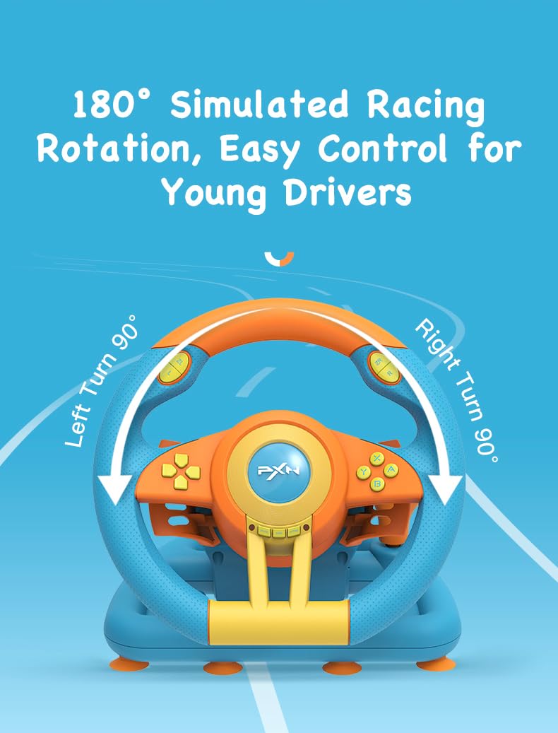 Gaming Steering Wheel with Pedal 180 Degree (blue) W692254