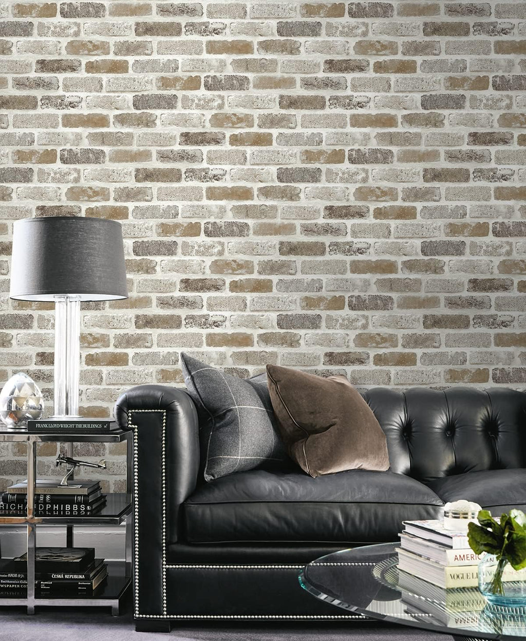 Washed Faux Brick Peel and Stick Wallpaper O717