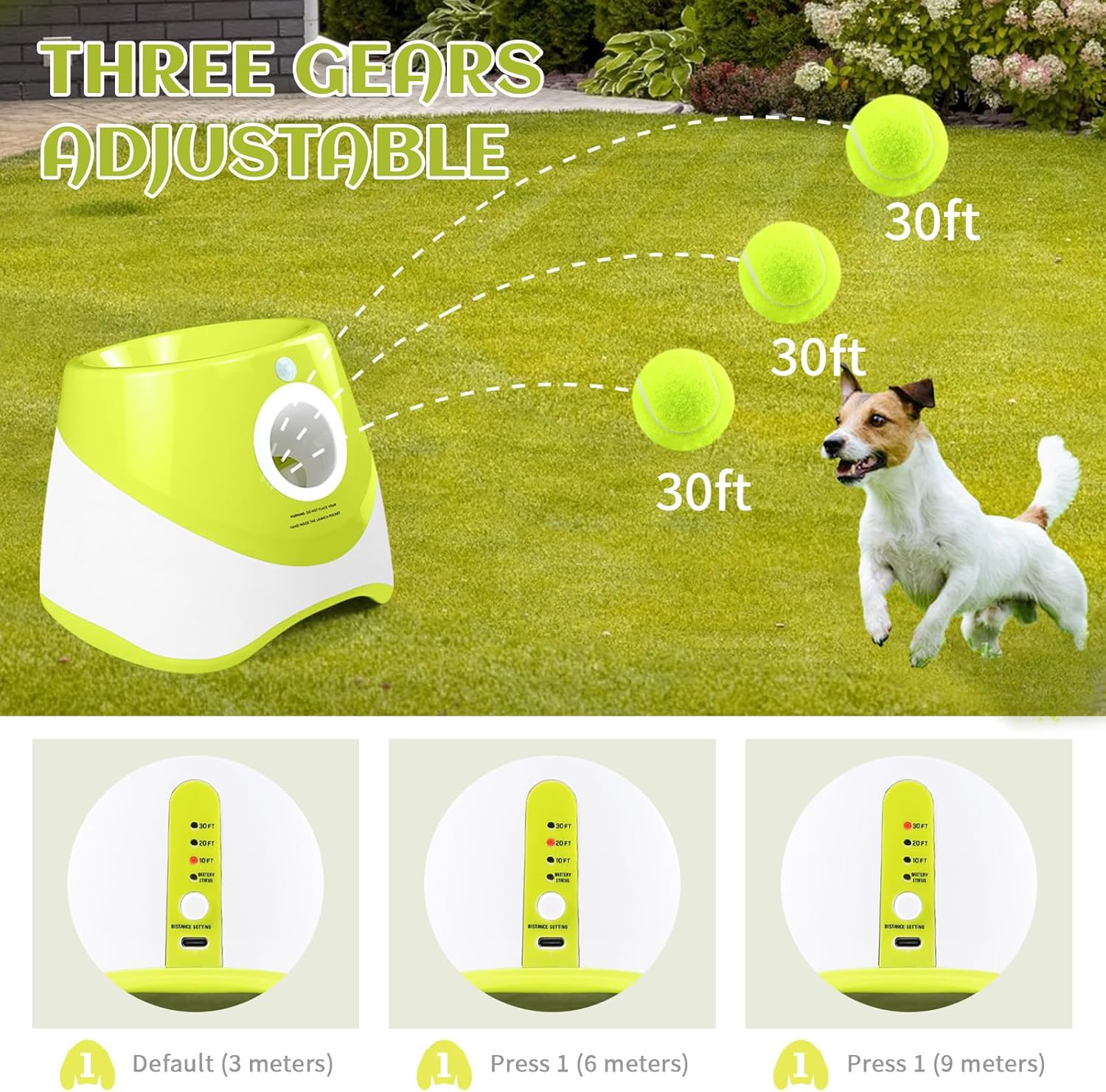 Automatic Ball Launcher for Dogs, 6PCS Tennis Balls Included L6480