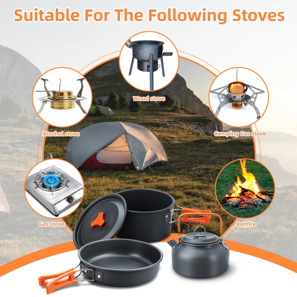 16pcs Camping Cookware Set D832