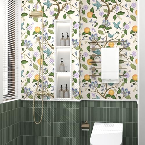 Vintage Beige Floral Peel and Stick Wallpaper 17.4" x 118" V45037
