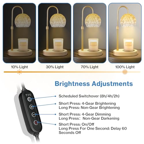 Adjustable Height Dimmable Candle Warmer Lamp with 2 Bulbs Timer A892357