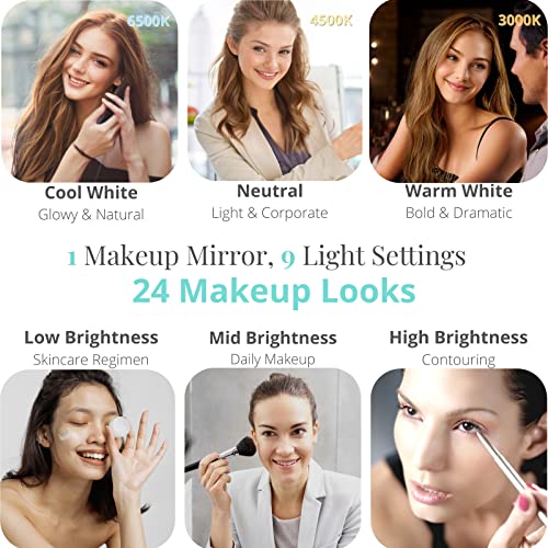 Large Hollywood Vanity Mirror with Lights, 18 LED Bulbs, Wall-Mount/Tabletop (Rose Gold) L1136
