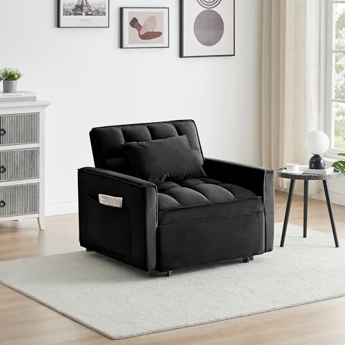 White Velvet Convertible Chair Bed Sleeper 3 in 1 Single Sleeper Sofa O842