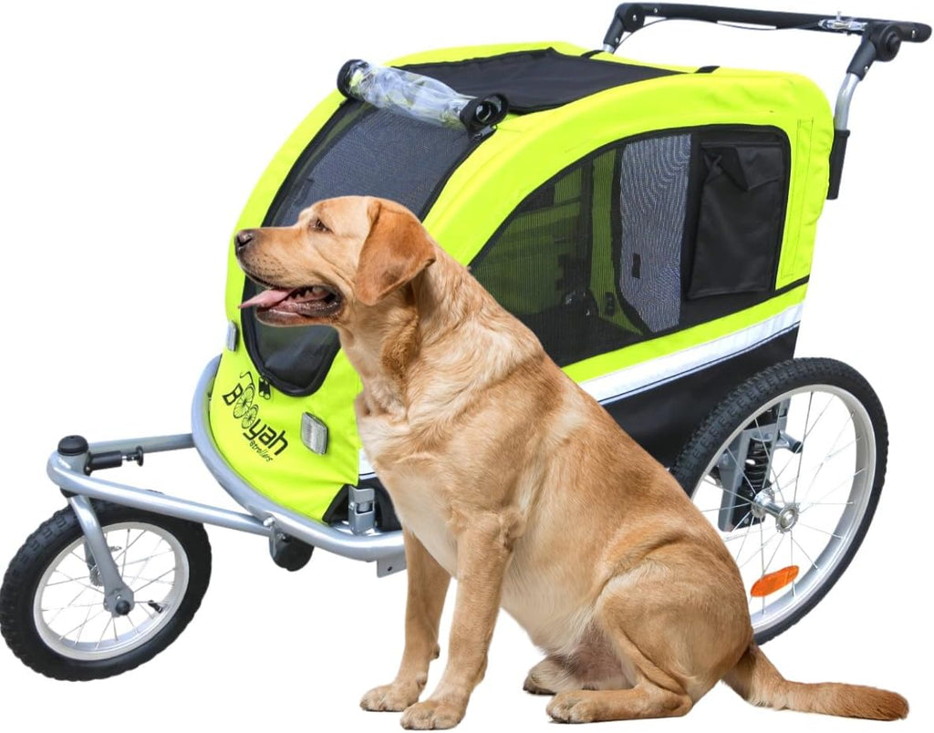 Large Pet Bike Trailer Dog Stroller with Shocks Green Yellow Y259023