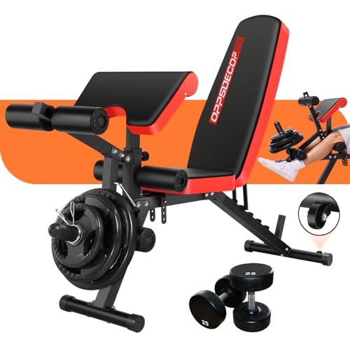 Adjustable Weight Bench with Leg Extension, Leg Curl - 800 LBS Heavy Duty Workout Bench T32454