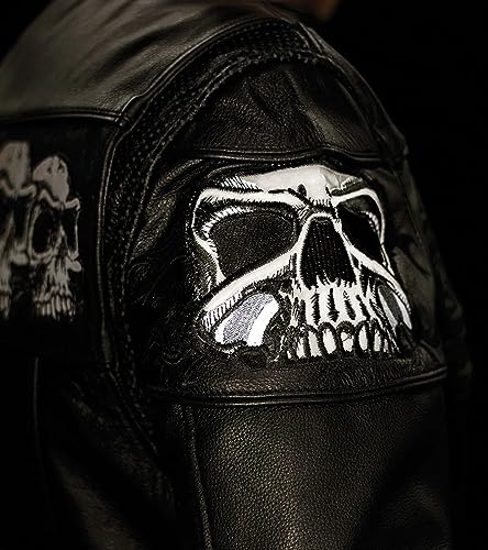 Black Leather Motorcycle Jacket V8595