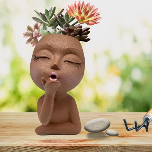 Cute Resin Face Planter Pot R3244