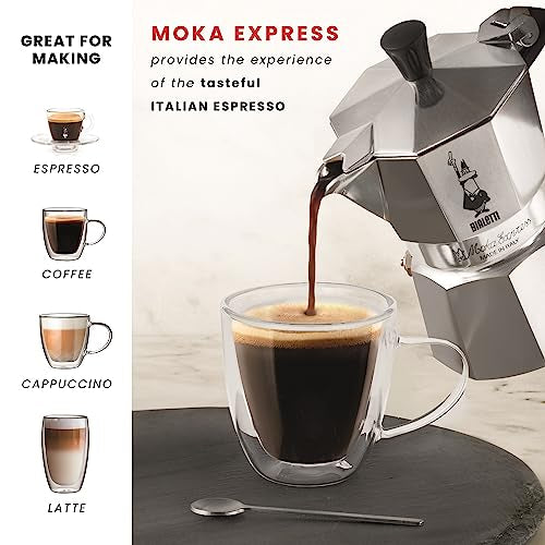 Moka Express 3 Cups Stovetop Espresso Maker, Aluminium U63855