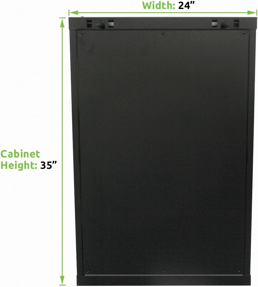 18U 19-Inch Wallmount Server Network Rack with Locking Glass Door Black O732387