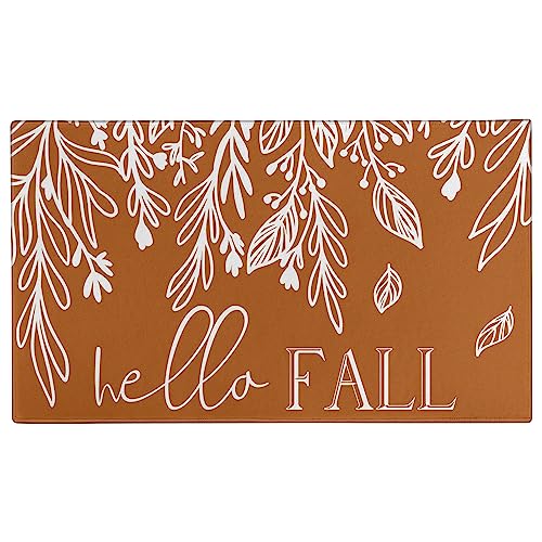 Buffalo Plaid Pumpkin Football Welcome Mat 30" x 17" S7916