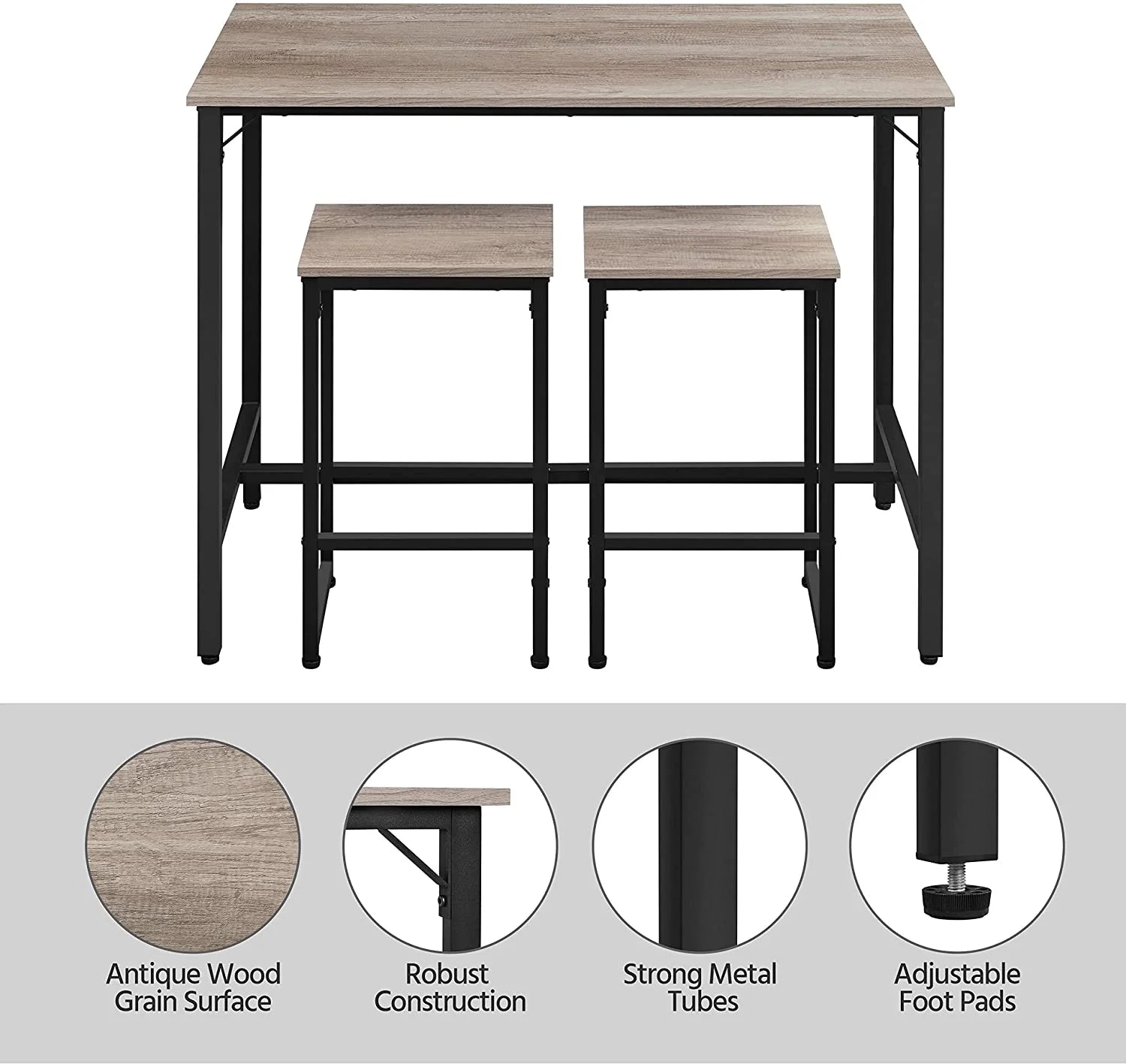 3 Piece Bar Table Set with 2 Bar Stools M133752