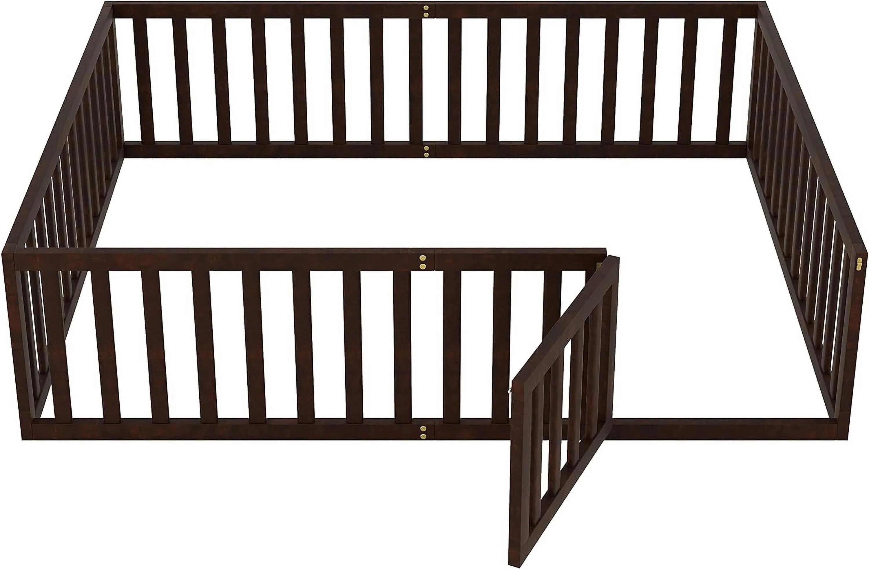 Walnut Wood Queen Floor Bed J7880