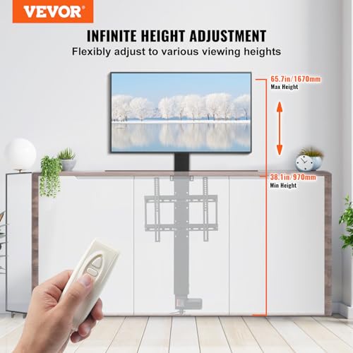 Motorized TV Lift Stand, Adjustable Height 38" to 66", Remote Control O2231