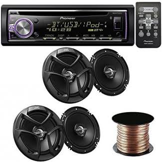 Single DIN Bluetooth CD/AM/FM Receiver with 4 Car Speakers 300W 17cm 2-Way Coaxial P377