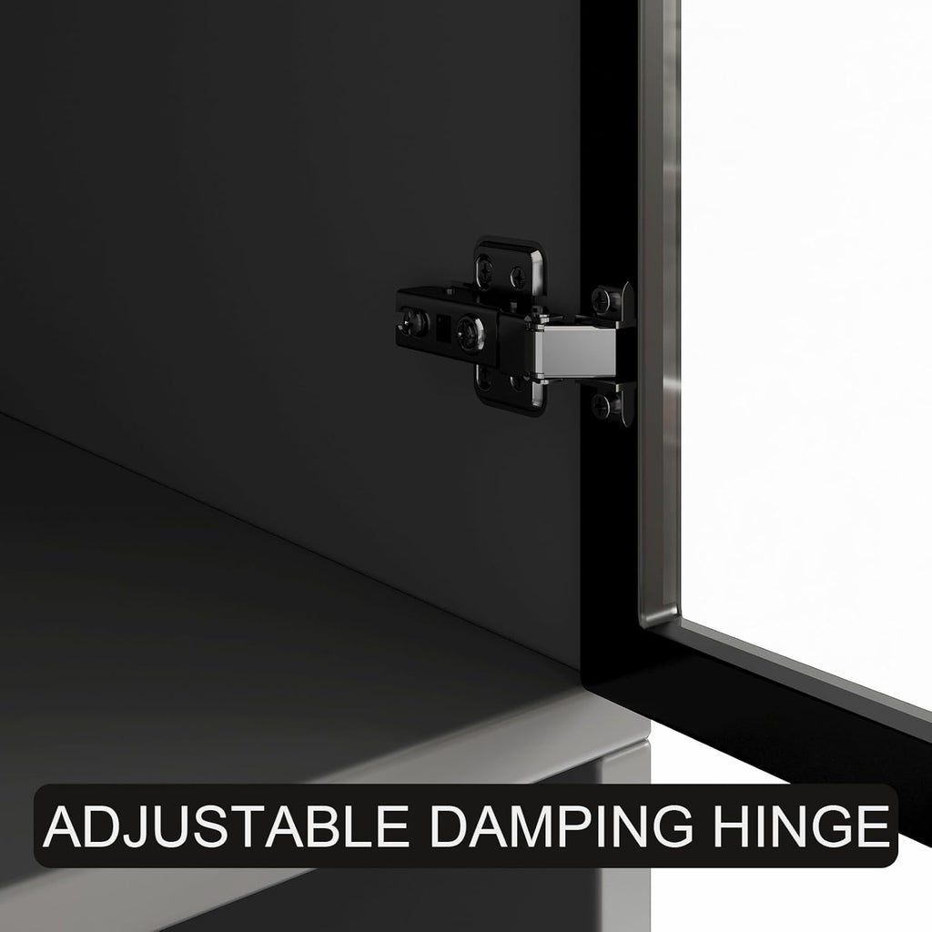 Black Wooden Display Cabinet with Glass Doors S24437
