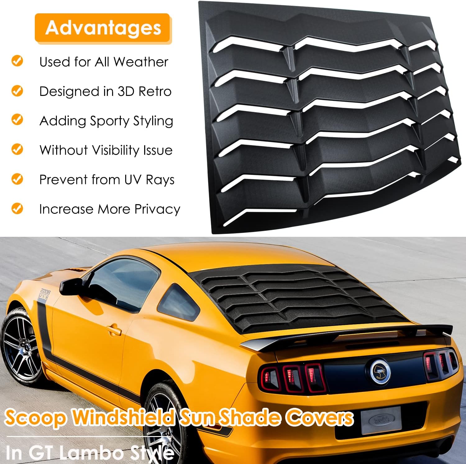 Matte Black ABS Rear Window Louver for Ford Mustang 2005-2014 U1011