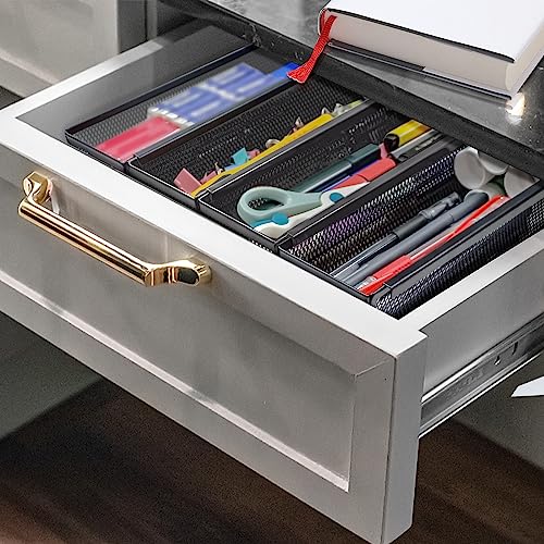 2PCS Black Mesh Drawer Organizer (9 * 3 * 2 Inches) F307